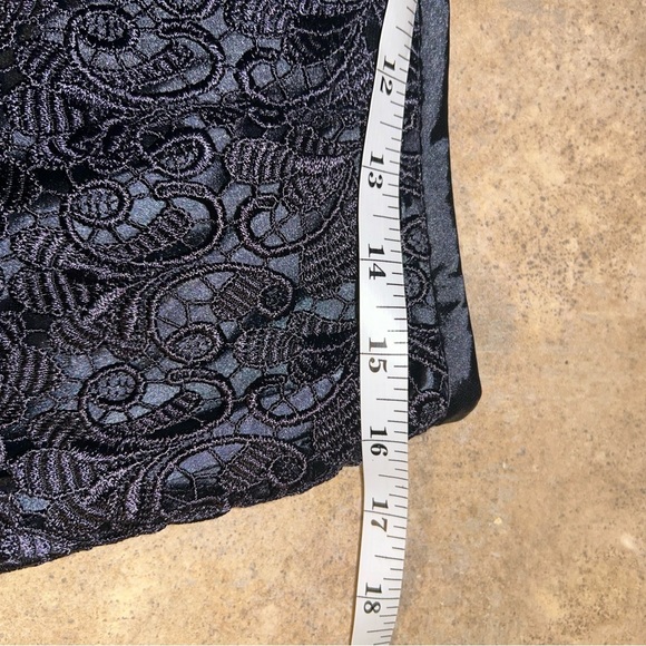 Navy crochet lace overlay skirt; dressy satin lined - Picture 2 of 8